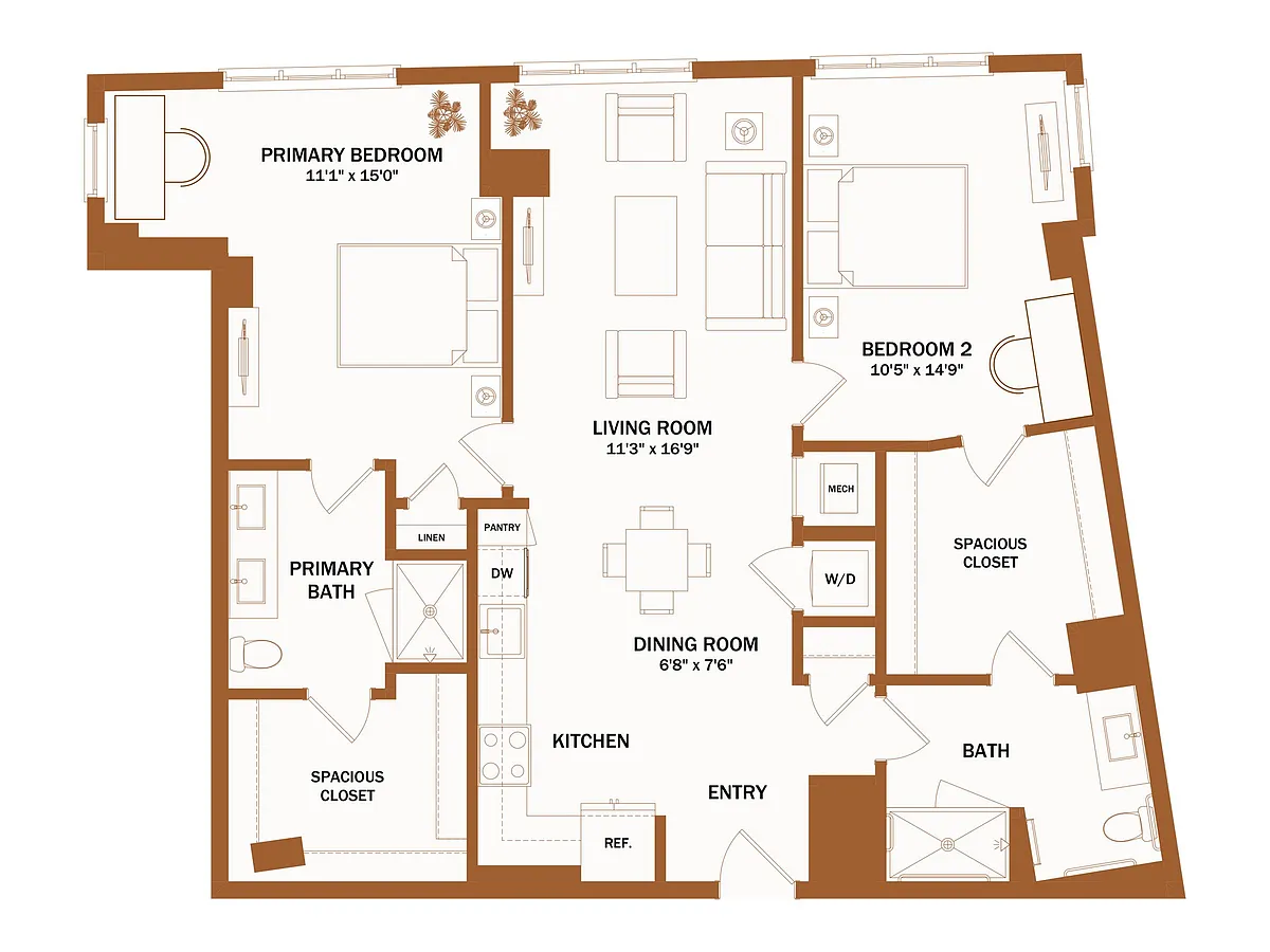 Floor plan D11.1 - 2 Bed | 2 Bath