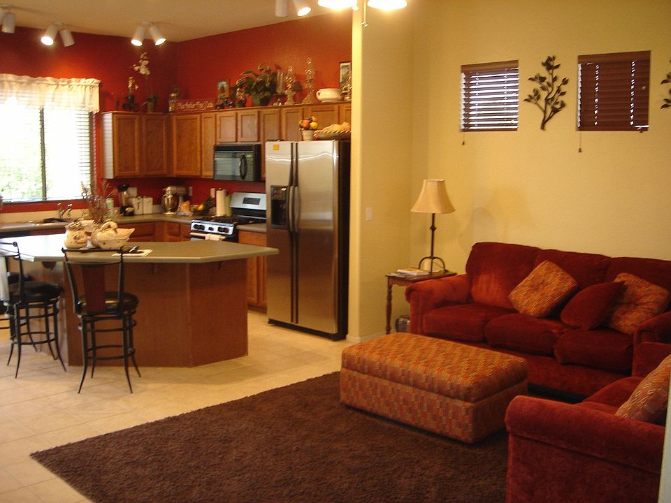 Kitchen opens to cozy Family room