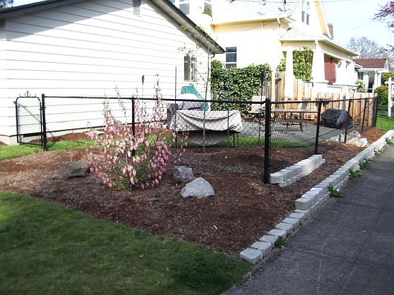 Fenced yard and patio area