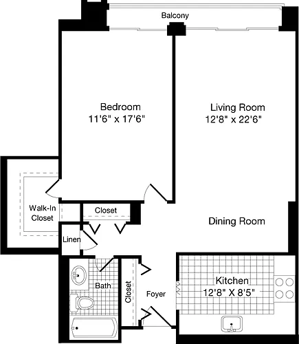 Floor plan 1 Bedroom D
