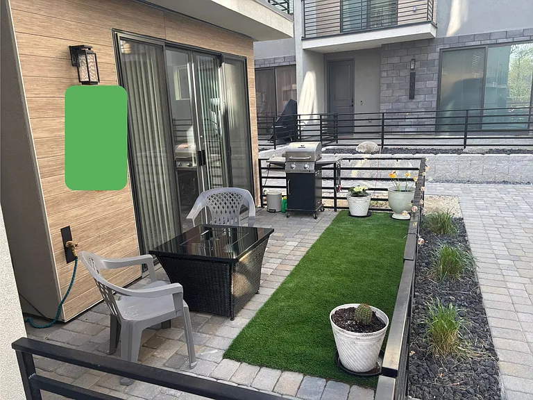 Patio with BBQ and firepit