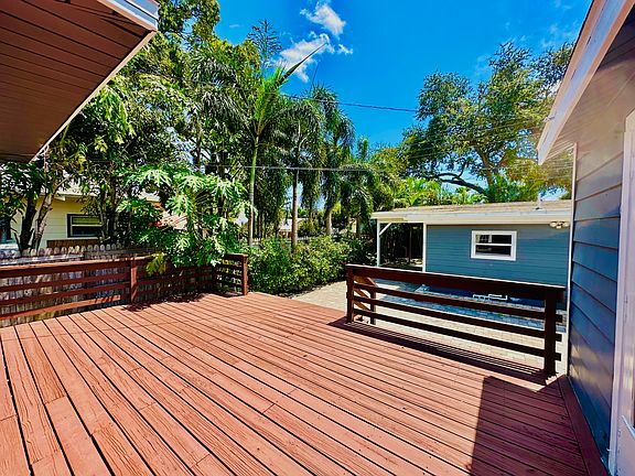 Private back yard with large deck off of dining room