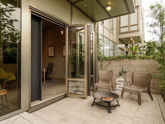 Front entry patio connected to ground floor office