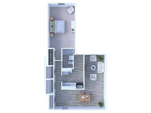 Floor plan 1 BR - 1 BTH Deluxe