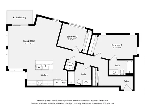 Floor plan Two Bedroom E06A