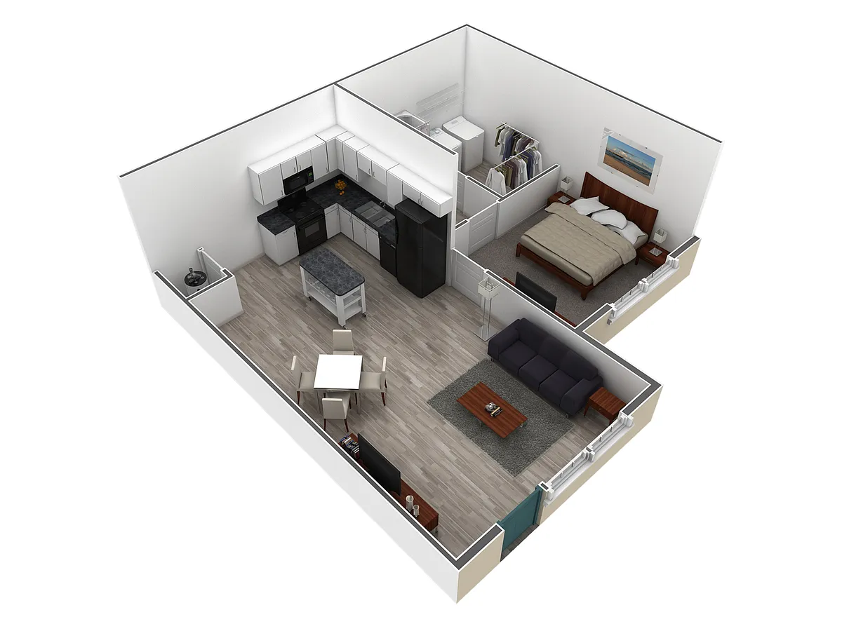 Floor plan 1 BR Retreat Courtyard