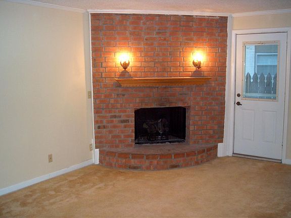Den fireplace with gas logs