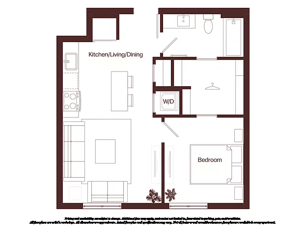 Floor plan 1 Bed - 1 Bath | aj11