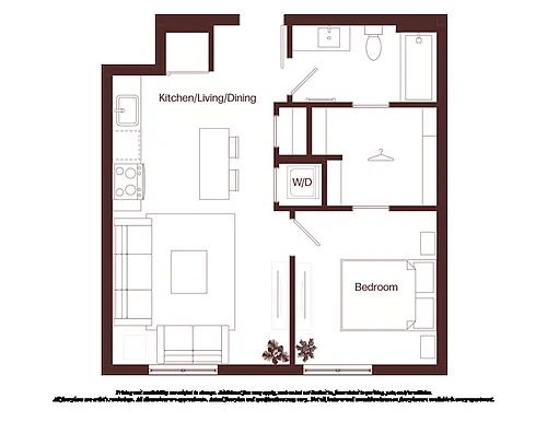 Floor plan 1 Bed - 1 Bath | aj11