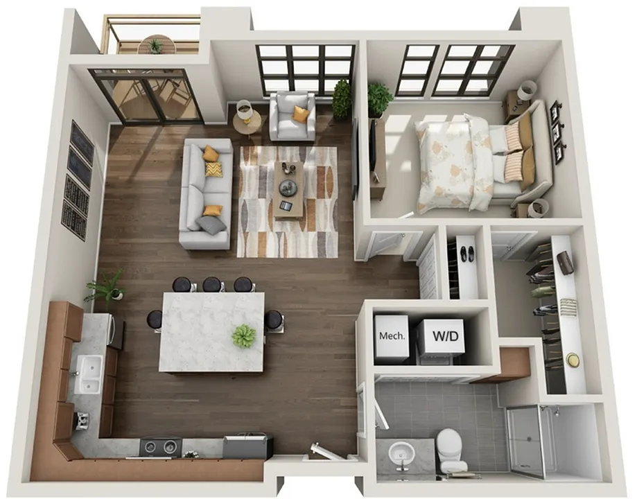 Floor plan 209 210 309 310 1BR 1BA Floorplan 1B
