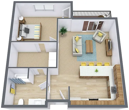 Floor plan One Bedroom 11B