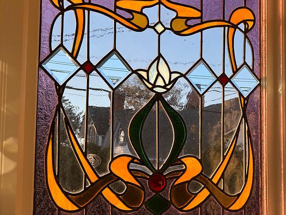 Entry Close up: original stained glass window