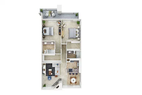 Floor plan 2 Bed, 2 Bath B