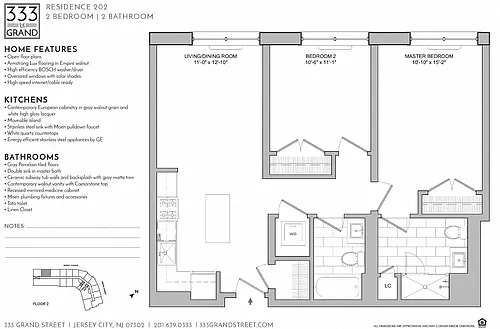 Floor plan 333 GRAND - 2 BEDROOM FLOOR PLAN AA