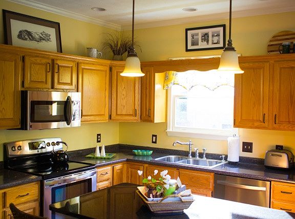 Granite island. New lighting