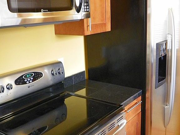 Closeup of stainless appliances