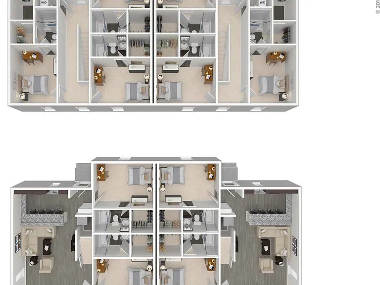 5 Bed Duplex 3D Floorplan 5 Bed Duplex 3D Floorplan
