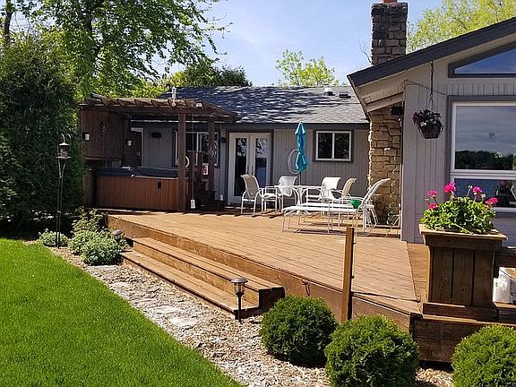 Hot tub side of deck.