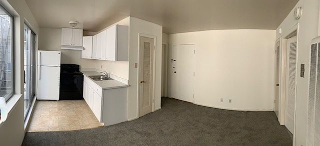 Living area and kitchen
