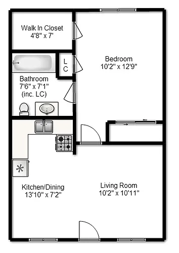 Floor plan 1 Bed 1 Bath