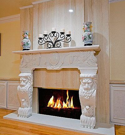 Fireplace with marble face and jade mantle imported from China