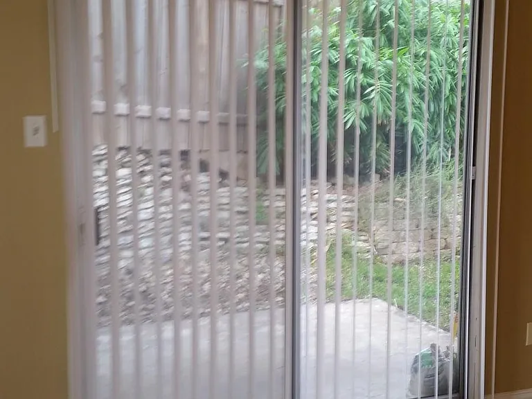 View from living room to backyard.