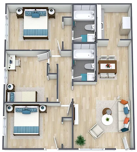Floor plan 3BR - 2BTH