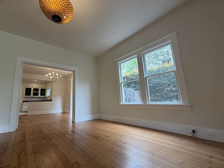 living room, looking toward dining room & kitchen