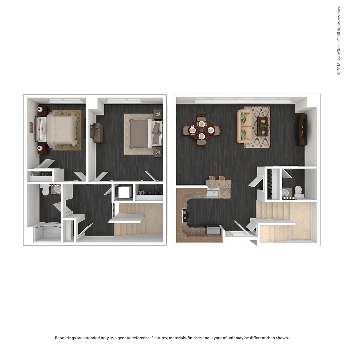Floor plan 2 Bedroom Townhome