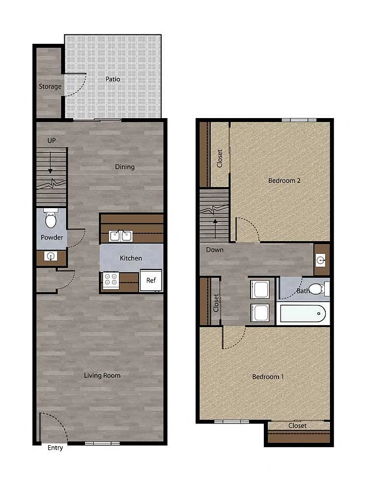 Floor plan Two Bedroom Townhome Plan D