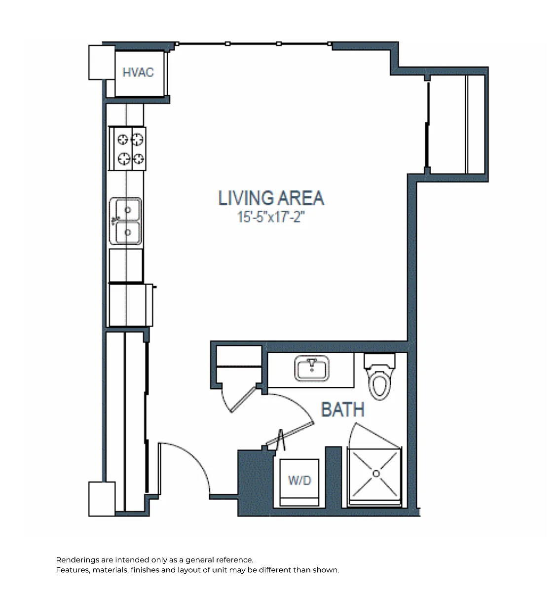 Floor plan Studio B - Renovated