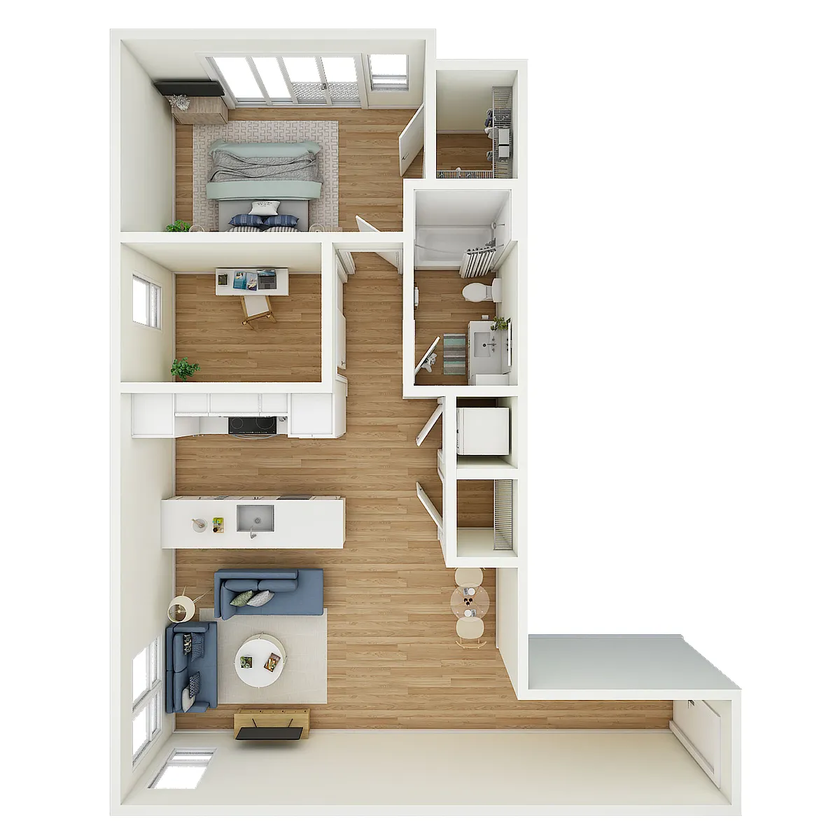 Floor plan 1 Bed 1 Bath + Den - MFTE - a85.1