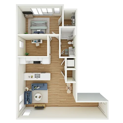 Floor plan 1 Bed 1 Bath + Den - MFTE - a85.1
