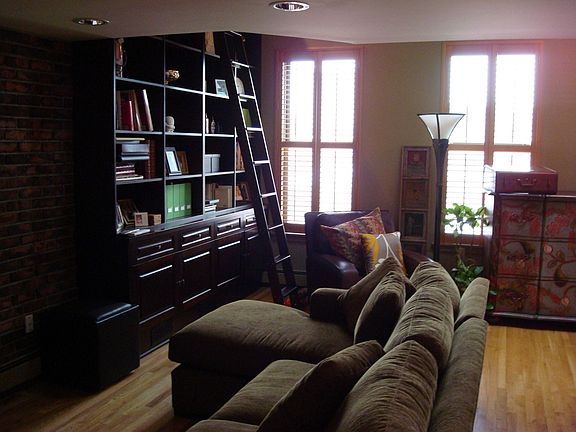 Living room; wall-high book case