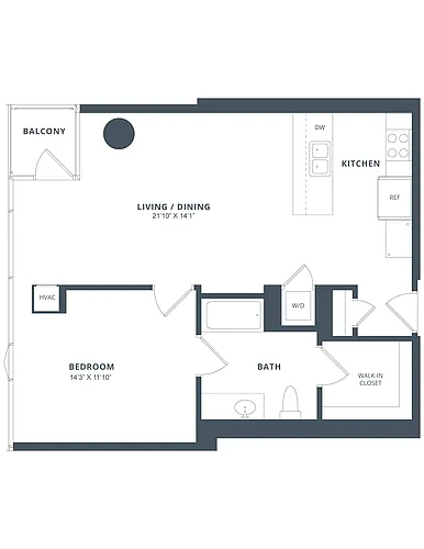 Floor plan 1 Bed/1 Bath-A7