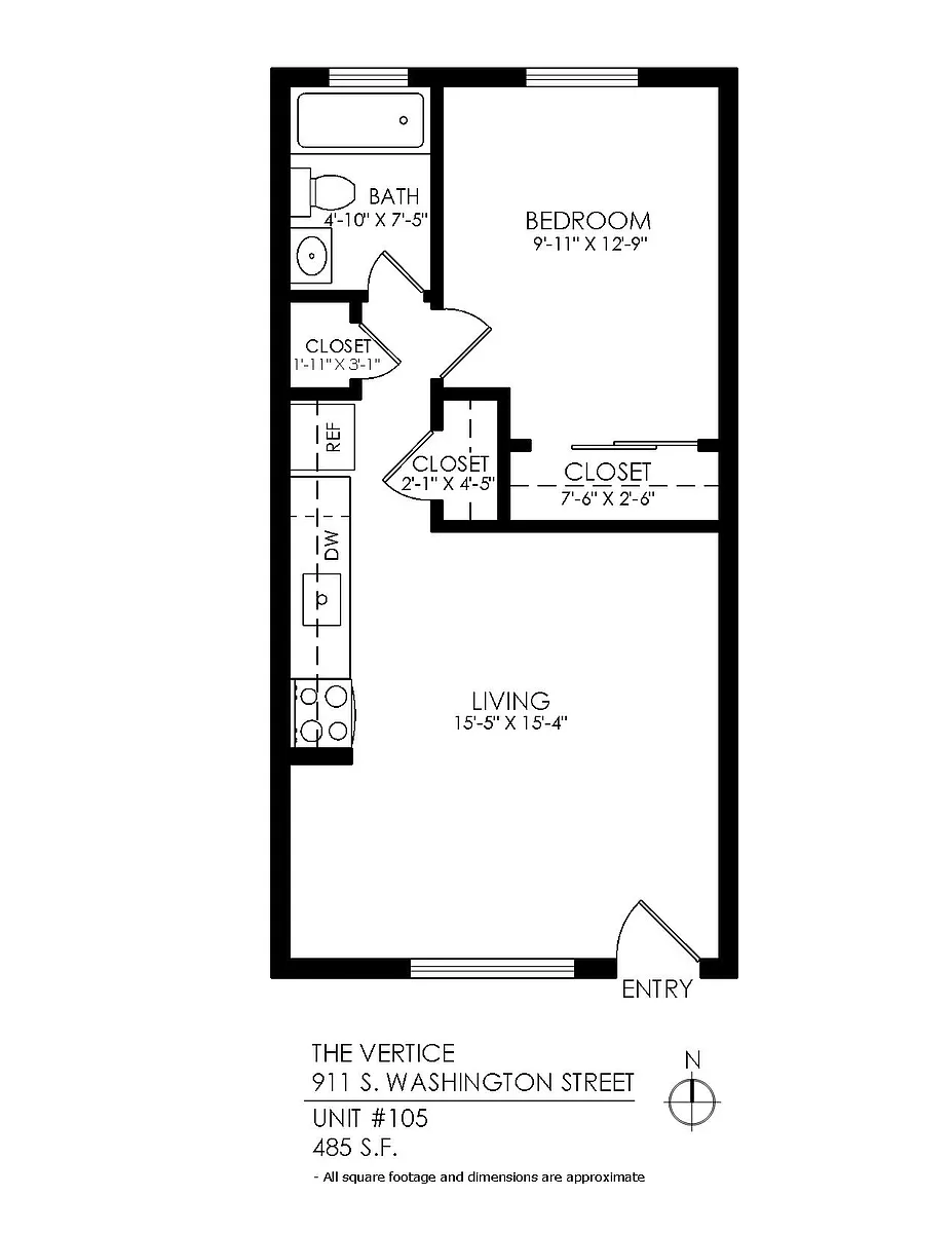 Floor plan 1 Bedroom - Hardwood Garden