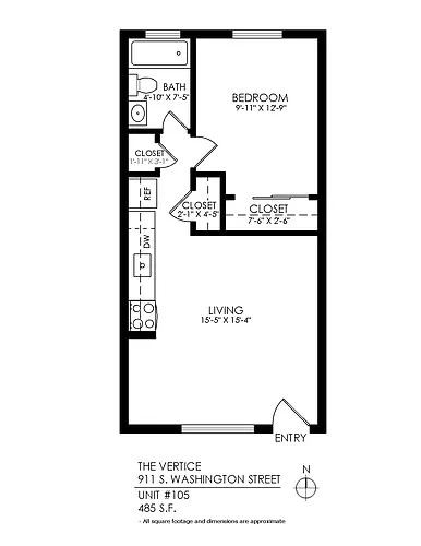 Floor plan 1 Bedroom - Hardwood Garden