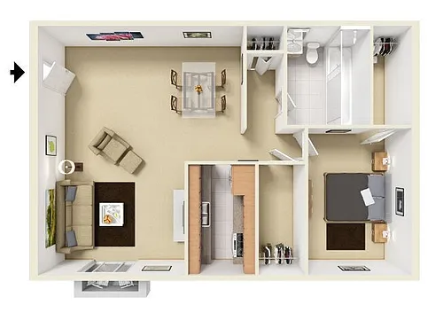 Floor plan Garden One Bedroom