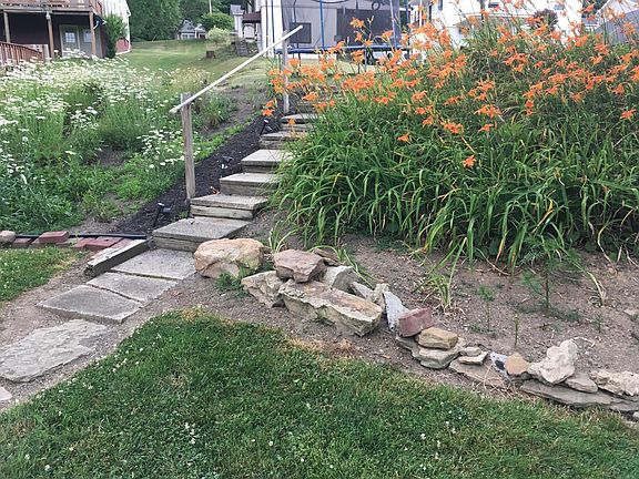 Steps leading up to parking area