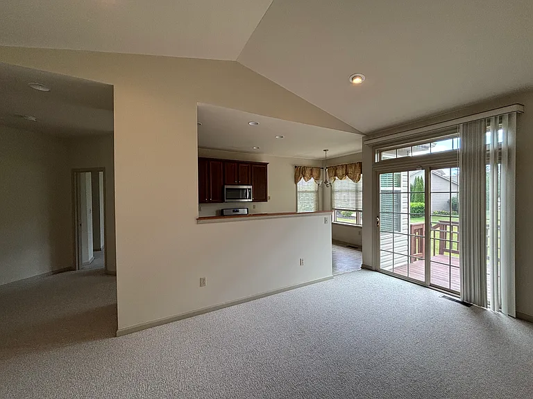 View of Kitchen and Breakfast Nook from Living Area