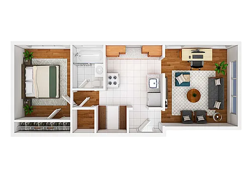 Floor plan 1 Bedroom A