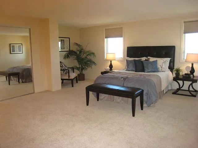 Master bedroom with two operating windows