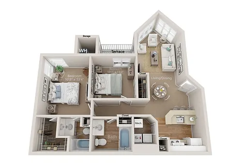 Floor plan Brookstone 2x2