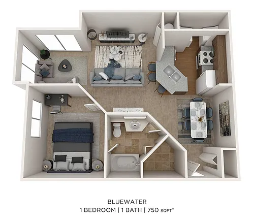 Floor plan One Bedroom-750 sqft
