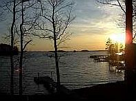 Sunset over the water