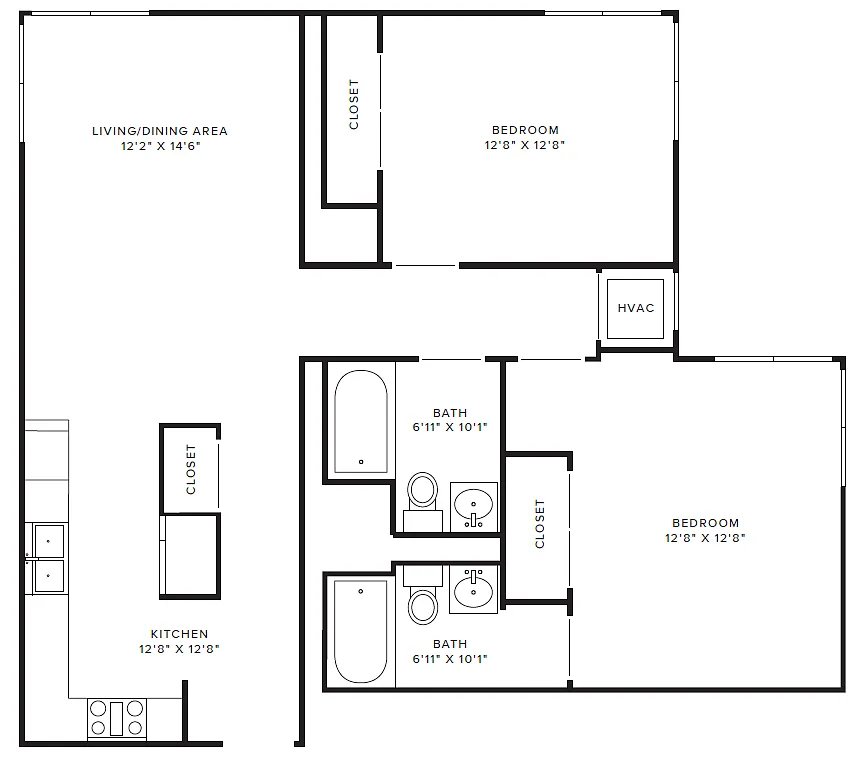 Floor plan 2 Bedroom - Type H