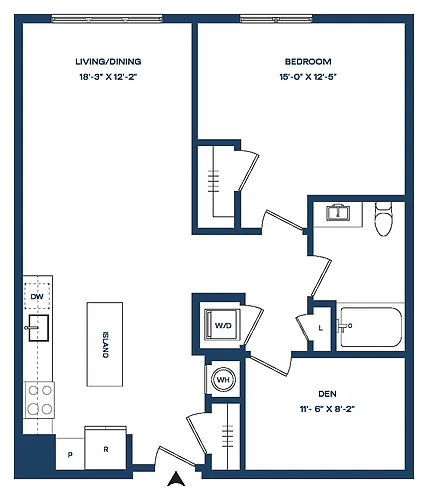 Floor plan 1 Bed/1 Bath Den B-A7 Smyth