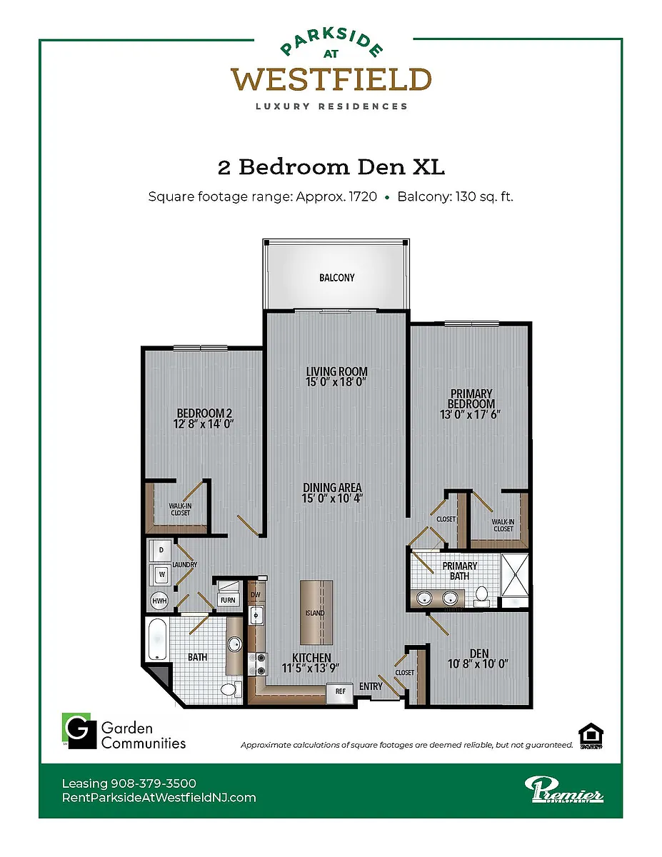 Floor plan $3.01/sq.ft. - Two Bedroom Den XL