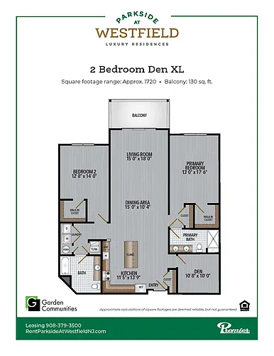 Floor plan $3.13/sq.ft. - Two Bedroom Den XL