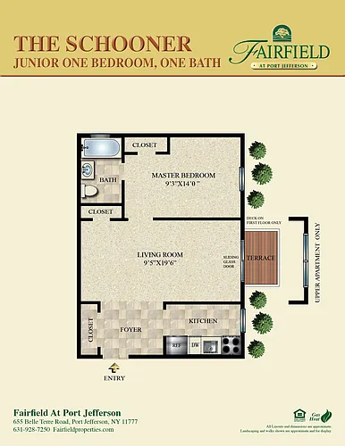 Floor plan Schooner 1-Bedroom